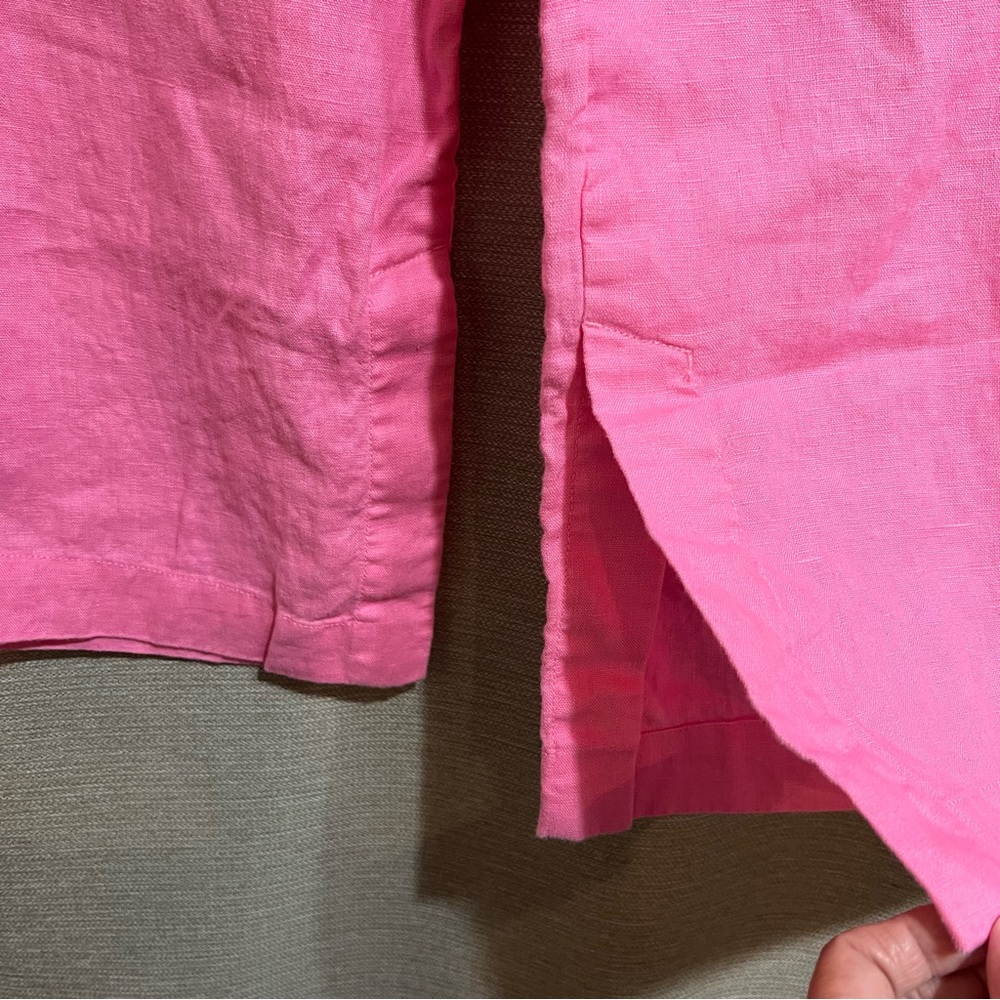 Athleta Retreat 100% Linen Wide Leg Pants Pink Side Slit Resortwear Small Petite - Picture 7 of 13